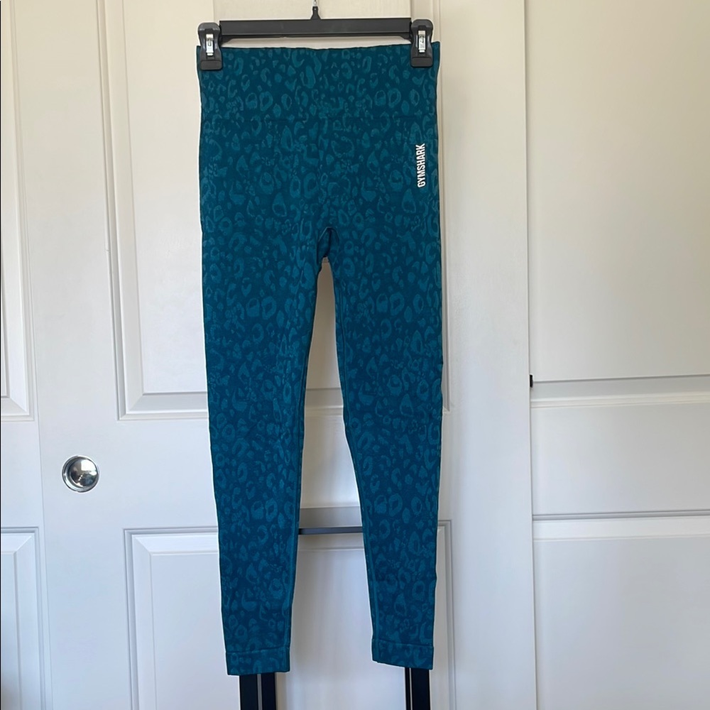 Gymshark Seamless Adapt Animal-Print Leopard Blue/Teal High-Waisted Leggings